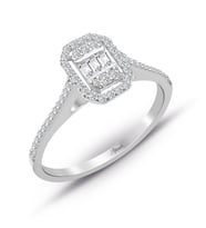 Modern Tasarım 0.25 Ct Baget Kare Tektaş Yüzük