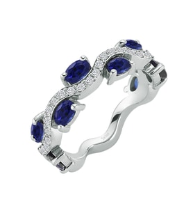 Sirius Pırlanta ve Safir Taşlı Yarım Tur Yüzük 0707R0193