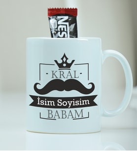 Kişiye Özel Kral Babam Desenli Kupa Bardak - Nescafe Hediyeli
