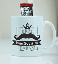 Kişiye Özel Kral Babam Desenli Kupa Bardak - Nescafe Hediyeli