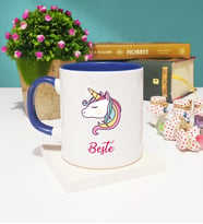 Unicorn Tasarımlı Kişiye Özel Unicorn Kupa Bardak Lacivert