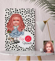 BK Gift Kişiye Özel Kız Çocuk Yaş Karikatürlü Kanvas Tablo 30x50cm-16