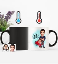 BK Gift Kişiye Özel Baba Kız Karikatür Sihirli Kupa Bardak  2