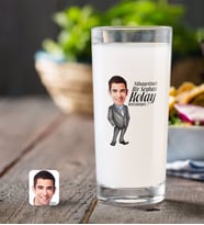 BK Gift Kişiye Özel Erkek Kolay Yetişmiyor Karikatürlü Rakı Bardağı-1 (Beyaz)