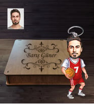 Kişiye Özel Basketbolcu Karikatürlü Ahşap Anahtarlık Kutulu Bay-2