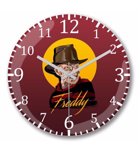 Freddy Krueger Freddy Moon Duvar Saati Bombeli Gercek Cam