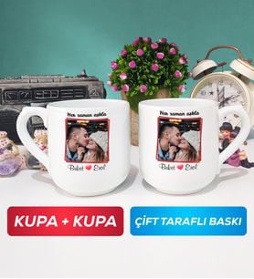 İkili Sevgiliye Sevgililer Günü Hediyesi 9 Kupa Bardak Oval