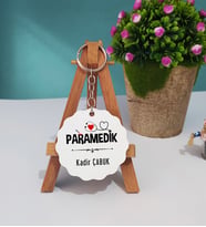 Paramedik Tasarımlı Kişiye Özel Hediye Paramedik Ahşap Anahtarlık
