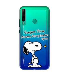 Snoopy Tasarımlı Süper Şeffaf Silikon Telefon Kılıfı Huawei P40 Lite E