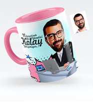 BK Gift Kişiye Özel Bay Genel Müdür Karikatürlü Pembe Kupa Bardak  1