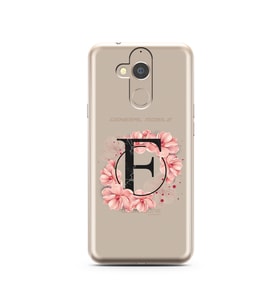 Pembe Çiçekli Harf Tasarım Süper Şeffaf Silikon Telefon Kılıfı General Mobile GM