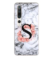 Mermer Çiçekli Harf Tasarım Süper Şeffaf Silikon Telefon Kılıfı Xiomai Mi10- Mi 