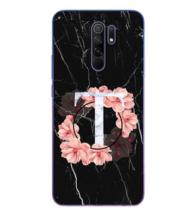 Mermer Çiçekli Harf Tasarım Süper Şeffaf Silikon Telefon Kılıfı Xiomai Redmi 9 T