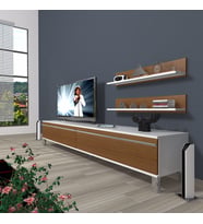 Decoraktiv Eko 4 Mdf Std Krom Ayaklı Tv Ünitesi Tv Sehpası (Beyaz - Ceviz)