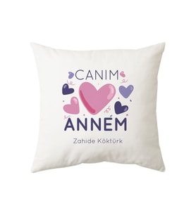 Anneler Günü Canım Annem İsme Özel Yastık (Beyaz)