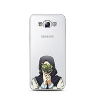 Kapalı Çiçekli Kız Tasarımlı Süper Şeffaf Silikon Telefon Kılıfı Samsung E7
