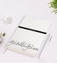 BK Gift Kişiye Özel İsimli Günlüğüm Tasarımlı Beyaz Defter Kalem Seti-1