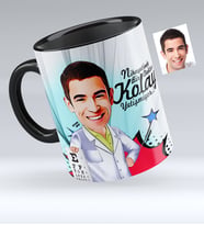 BK Gift Kişiye Özel Bay Göz Doktoru Karikatürlü Siyah Kupa Bardak  1