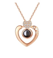 Sevgiliye Hediye Zirkon Taşlı 100 Dilde Seni Seviyorum Kolye (Rose)