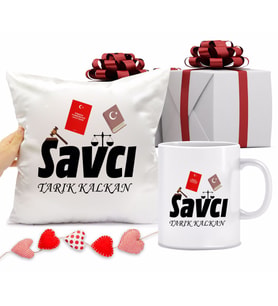 Savcı Kupa Bardağı ve Yastığı Hediye Seti (Model 1)