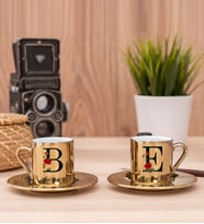Baş Harfli ve İsimli İkili Gold Kahve Fincanı Takımı