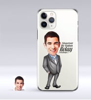 BK Gift Kişiye Özel Erkek Kolay Yetişmiyor Karikatürlü iPhone 11 Pro İnce Şeffaf Silikon Telefon Kapağı-1 (Beyaz)