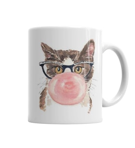 Kedi Sakız Cat Kupa Bardak Porselen