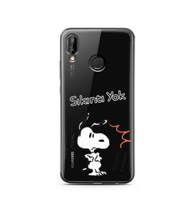 Snoopy Tasarımlı Süper Şeffaf Silikon Telefon Kılıfı Huawei P20 Lite 
