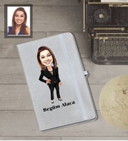 Kişiye Özel Öğretmen Karikatürlü Gri Defter Bayan-13