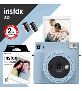 Instax SQ1 Buz Mavi Fotoğraf Makinesi ve 10lu Kare Film