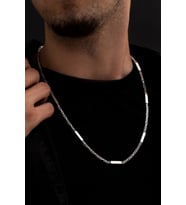 2,8mm Gümüş Erkek Kolye Zincir Kral Model Şarnelli Kare Parçalı 6014705134179