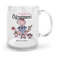 BK Gift Kişiye Özel Anaokulu Öğretmeni Cam Kupa Bardak  2