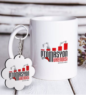BK Gift Kişiye Özel Mesleki Otomasyon Mühendisi Beyaz Kupa ve Anahtarlık Hediye Seti (Model 1)