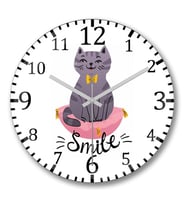 Smile Cat Kedi Duvar Saati Bombeli Gercek Cam