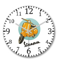 Vespa Duvar Saati Bombeli Gercek Cam