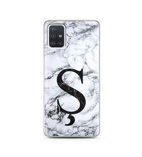 Samsung A51 Beyaz Mermer Harf Tasarımlı Telefon Kılıfı Ş-Harfi 