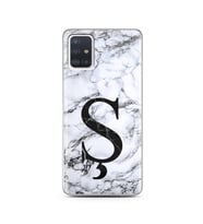 Samsung A51 Beyaz Mermer Harf Tasarımlı Telefon Kılıfı Ş-Harfi 