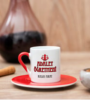 Adalet Öğretmeni Kırmızı Türk Kahvesi Fincanı