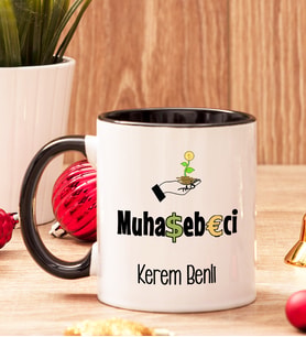 Muhasebeciye Hediye İçi Ve Kulpu Renkli Kupa Bardak