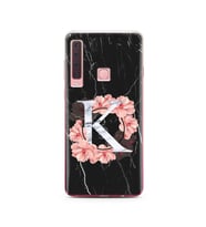 Mermer Çiçekli Harf Tasarım Süper Şeffaf Silikon Telefon Kılıfı Samsung A9 (2018