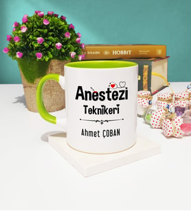 Anestezi Teknikeri Tasarımlı Kişiye Özel Anestezi Teknikeri Kupa Bardak Yeşil