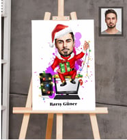 Kişiye Özel Yılbaşı Erkek Karikatürlü Ahşap Tablo 30x47 Model-5