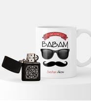 BK Gift Kişiye Özel Yakışıklı Babam Benzinli Çakmak ve Kupa Seti-5 (Model 1)