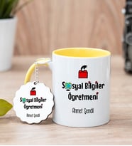 Sosyal Bilgiler Uzmanı Sarı Kupa Bardak Ve Anahtarlık Set