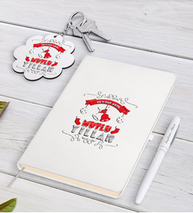 BK Gift Kişiye Özel Yılbaşı Mutlu Yıllar Beyaz Defter Kalem ve Anahtarlık Hediye Seti-7 (Model 1)