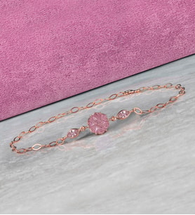 925 Ayar Pembe Zirkon Taşlı Lotus Çiçeği Gümüş Bileklik