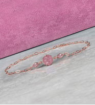 925 Ayar Pembe Zirkon Taşlı Lotus Çiçeği Gümüş Bileklik