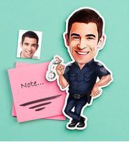 BK Gift Kişiye Özel Bay Polis Karikatürlü Ahşap Magnet-2 (Çok Renkli)