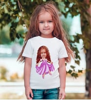 BK Gift Kişiye Özel Kız Çocuk Prenses Karikatürlü Beyaz T-Shirt-1 (Beyaz)