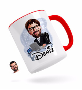 BK Gift Kişiye Özel Erkek Genel Müdür Karikatürlü Kırmızı Kupa Bardak-1